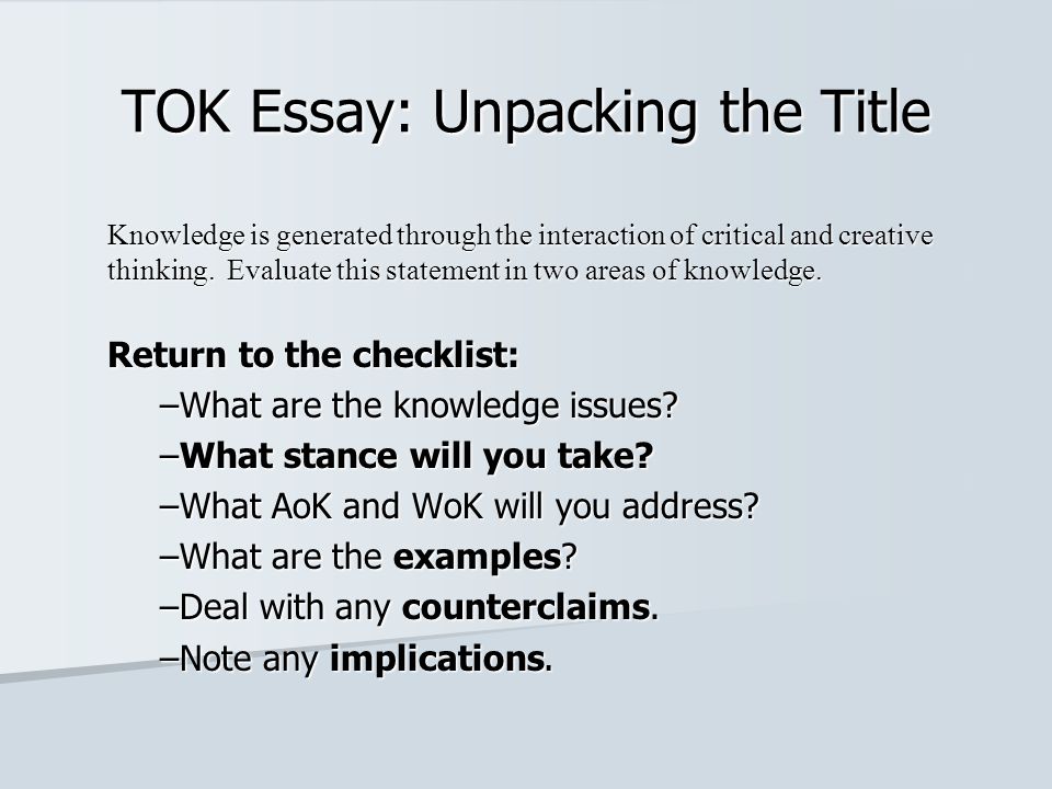 Theory of knowledge (TOK)